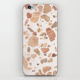 Terrazzo wood brown white iPhone Skin