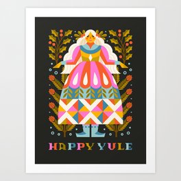 Happy Yule // Black Art Print