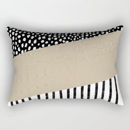Polka Dots and Stripes Pattern (black/white/tan) Rectangular Pillow