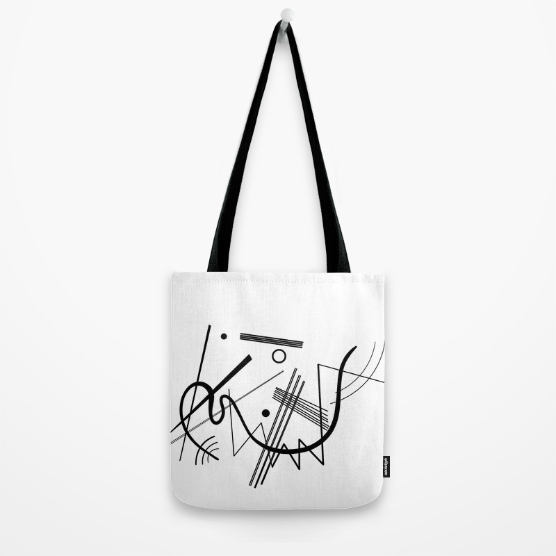 Kandinsky Black And White Abstract Art Tote Bag By Shamila