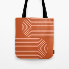 Geometric Lines Rainbow 18 in Red Rose Gold Tote Bag