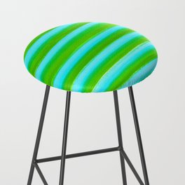 Paint Brush Stripes, Bright Blue and Green Bar Stool