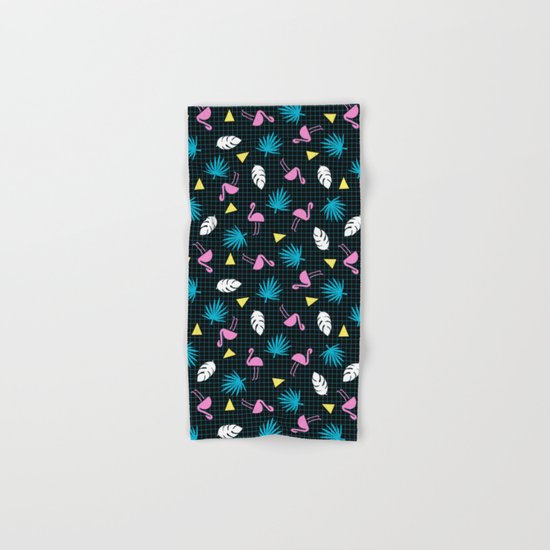 Sketchy - memphis wacka design throwback neon 1980s 80s style retro pattern grid flamingo tropical Hand & Bath Towel