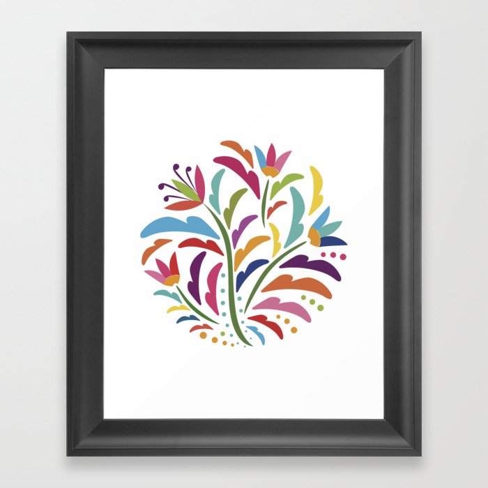 Mexican Otomí Floral Composition by Akbaly Framed Art Print