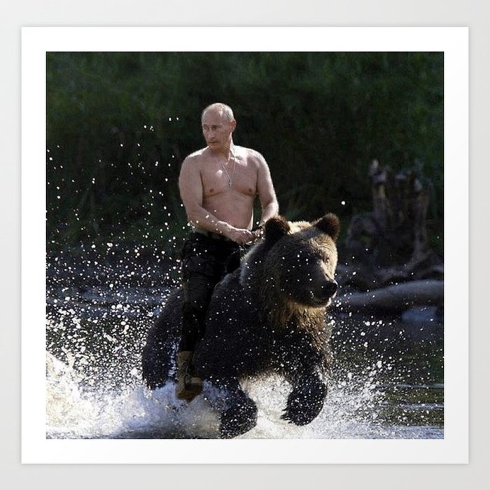 Vladimir Putin Riding a Bear Art Print by Noveltees | Society6
