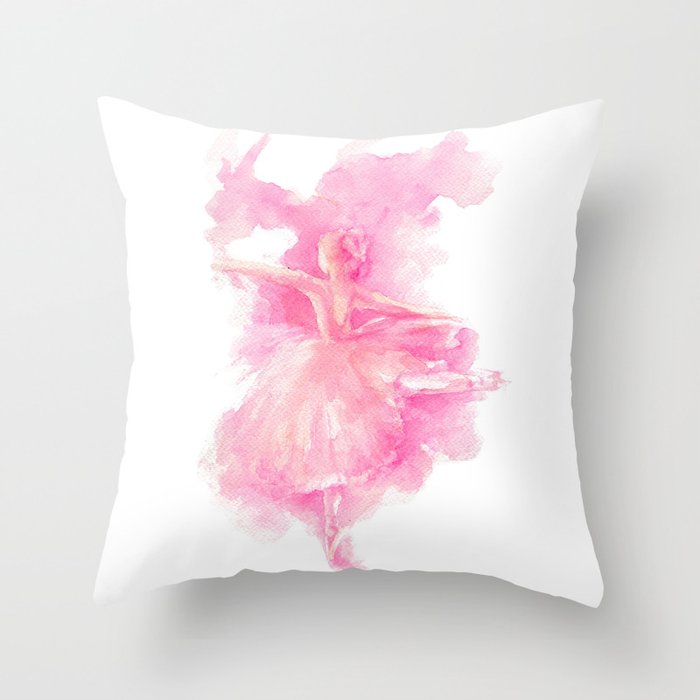 Ballerina in pink Throw Pillow