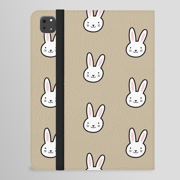 Cute Bunny Pattern (Tan) iPad Folio Case
