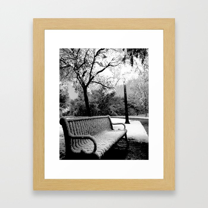 Park Bench (Black & White) Framed Art Print