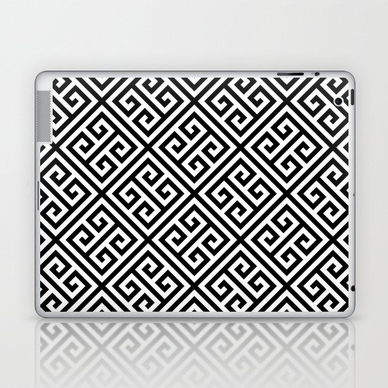 black and white pattern , Greek Key pattern -  Greek fret design Laptop & iPad Skin