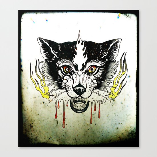Space Cat King Fire Canvas Print