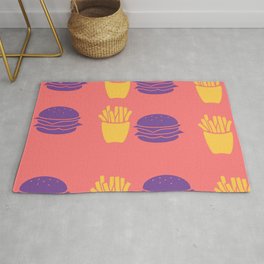 Burger and Fries in Colorful Colors Rug | Illustration, Purple, Junkfood, Pink, Vector, Purples, Figurative, Abstract, Pinks, Pop Art 