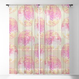 Disco Ball – Pink Ombré Sheer Curtain | Peace, 70S, Drawing, Fashion, Dance, Catcoq, Rainbow, Discoball, Disco, Flowerpower 