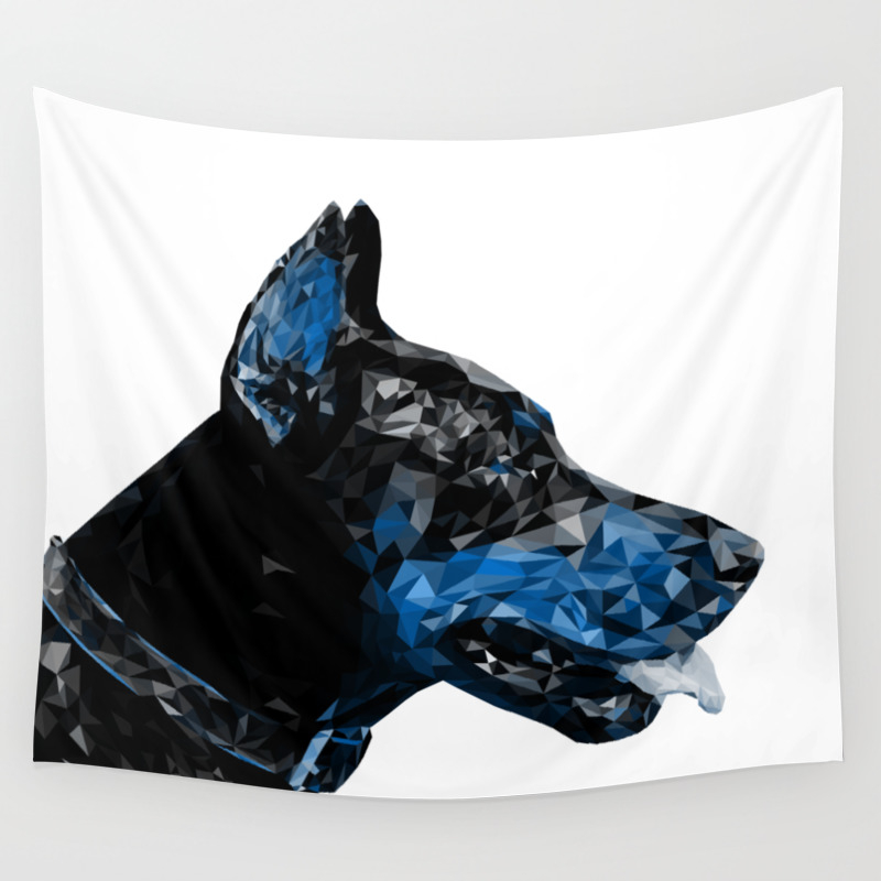 Dog Lover Art Blue Doberman Abstract Modern Animal Art Decor Gift