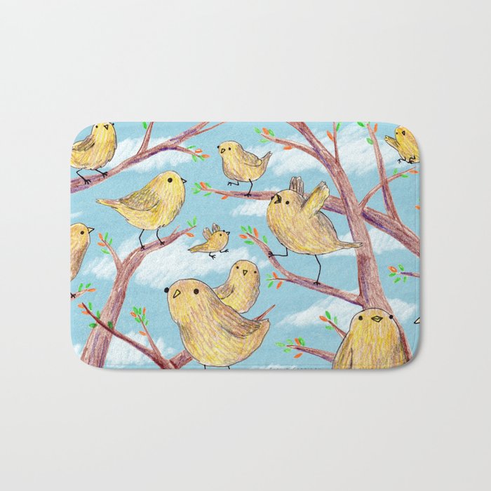Yellow Birds in a Tree Bath Mat