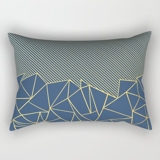 Ab Lines 45 Navy and Gold Rectangular Pillow