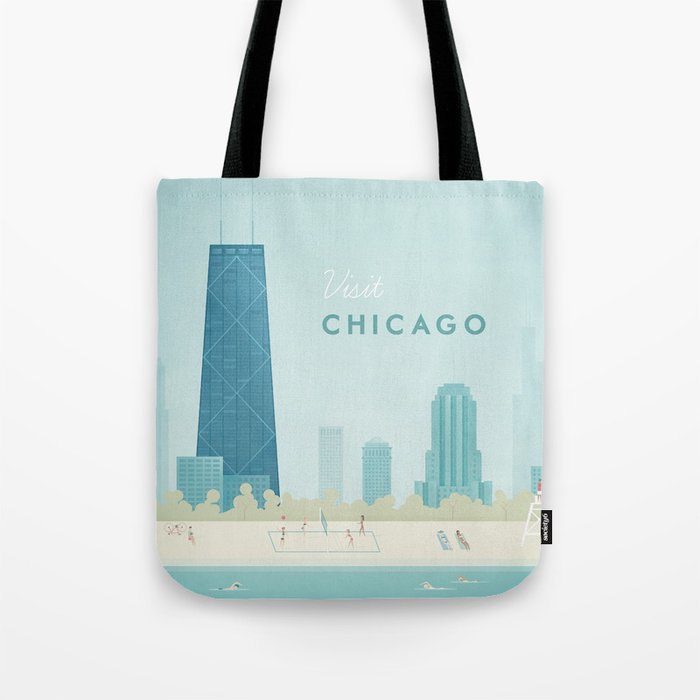  Vintage Chicago Travel Poster Tote Bag