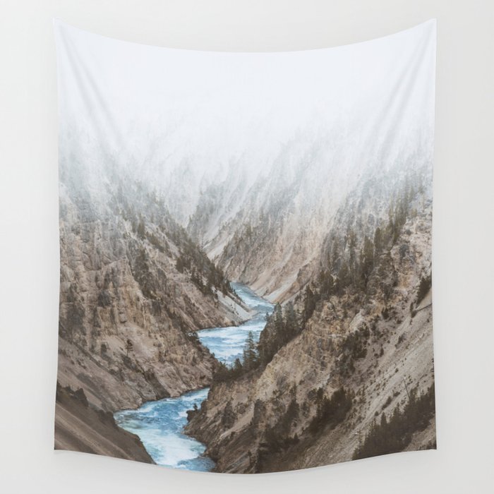 Mountain blue river Wall Tapestry