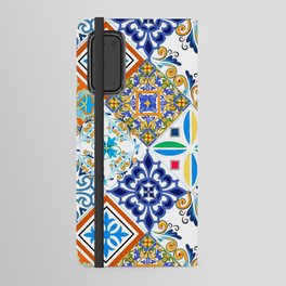 Tiles,mosaic,azulejo,quilt,Portuguese,majolica,lemons,citrus. Android Wallet Case