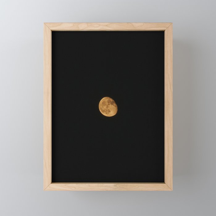 Sunset Moon Ridge | La Lune gold edition | Grainy Red Sky Range Landscape Photography Yellow Fullmoo Framed Mini Art Print