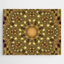 FRACTAL KALEIDOSCOPE GREEN AND BROWN SHADES Jigsaw Puzzle