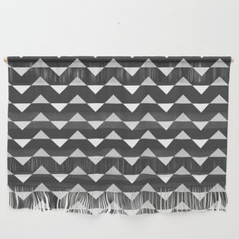 Charcoal Black And Grey Chevron Zigzag Pattern Geometric Abstract Wall Hanging