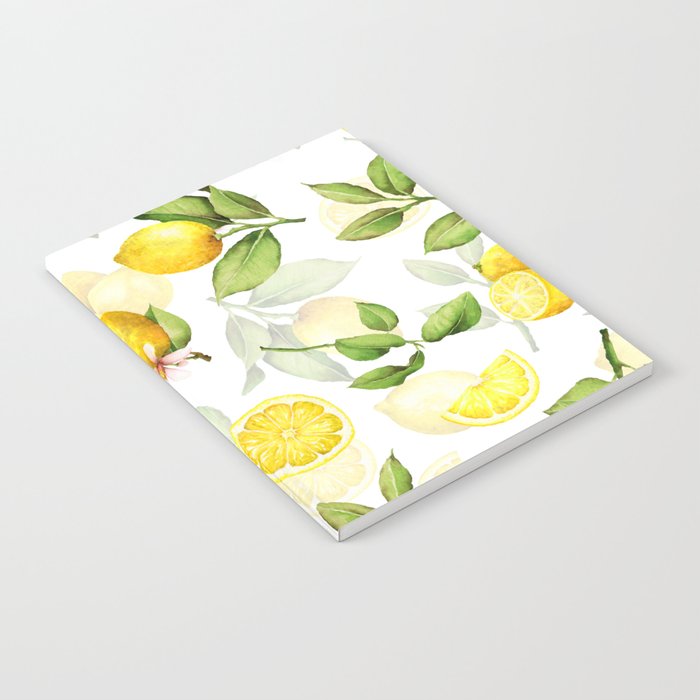 mediterranean summer lemon branches on white Notebook