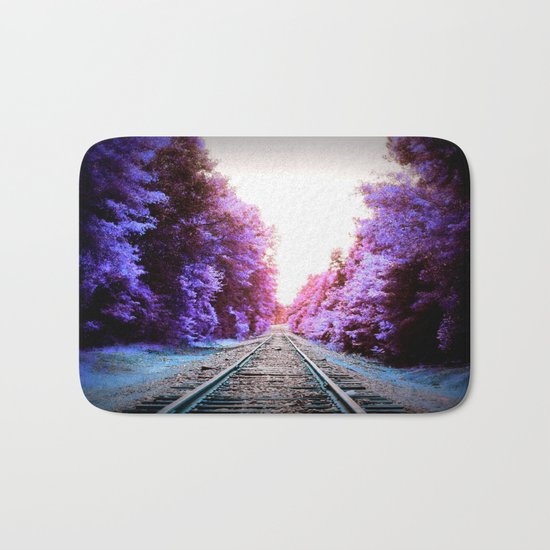 Train Tracks Bright Bath Mat