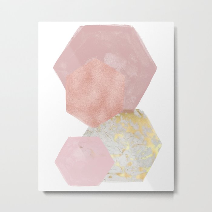 Blush pink Hex IV Metal Print