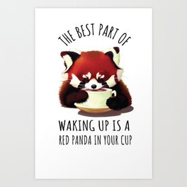 red panda sip light shirts  Art Print | Coffee, Digital, Cute, Painting, Drawing, Red Panda, Lovely, Nature, Cutepanda, Kawaii 