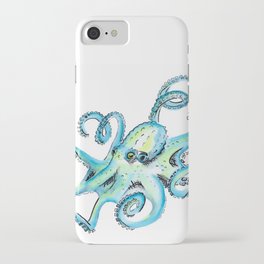 Blue Octopus Watercolor iPhone Case