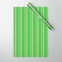 [ Thumbnail: Light Pink & Lime Green Colored Lined Pattern Wrapping Paper ]