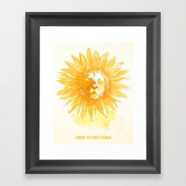 Lion Sunflower Framed Art Print