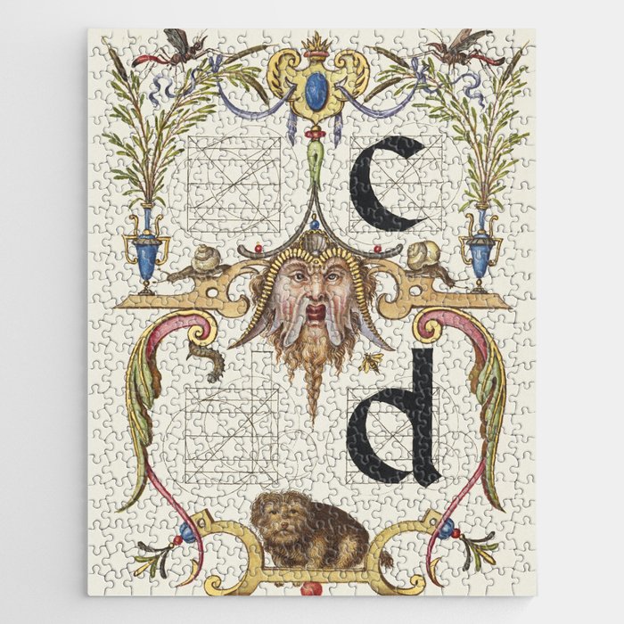 Vintage calligraphy art 'C' and 'D' Jigsaw Puzzle