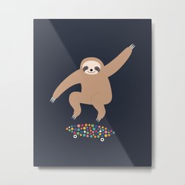 Sloth Gravity Metal Print | Calm, Graphic, Illustration, Geometric, Dots, Drawing, Curated, Sloth, Bubble, Rainbow 