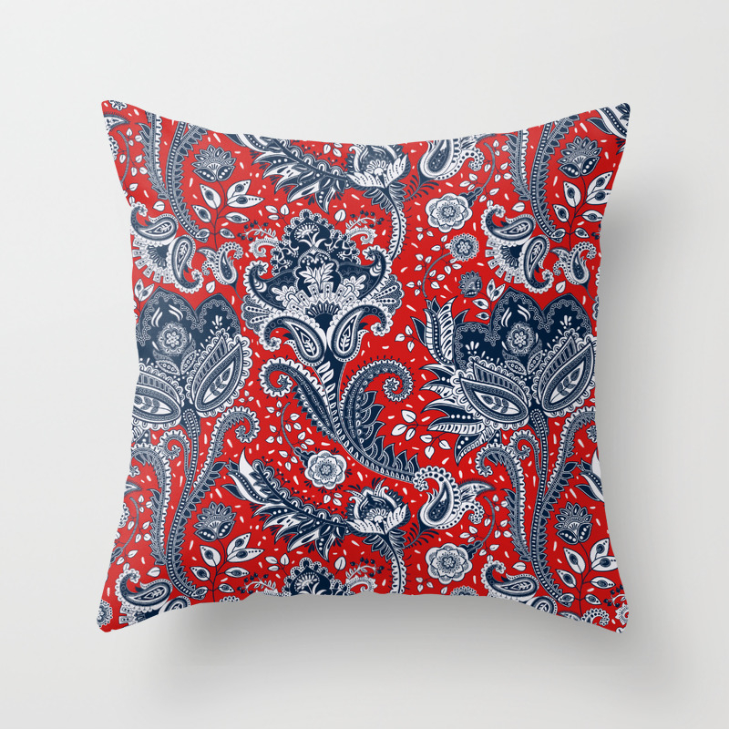 Red White Blue Floral Paisley Throw Pillow By Christyne Society6