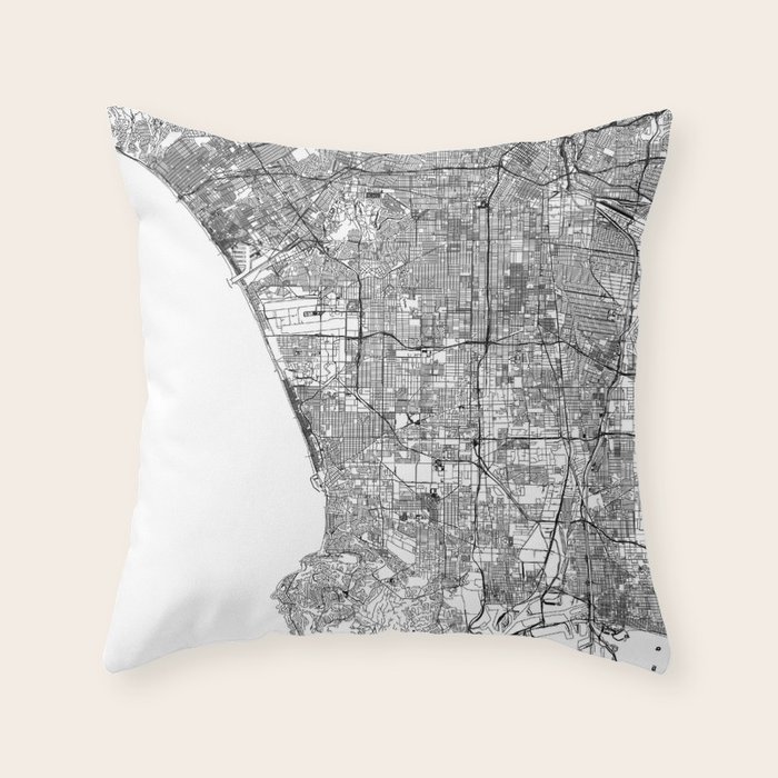 Los Angeles White Map Throw Pillow by multipliCITY Society6