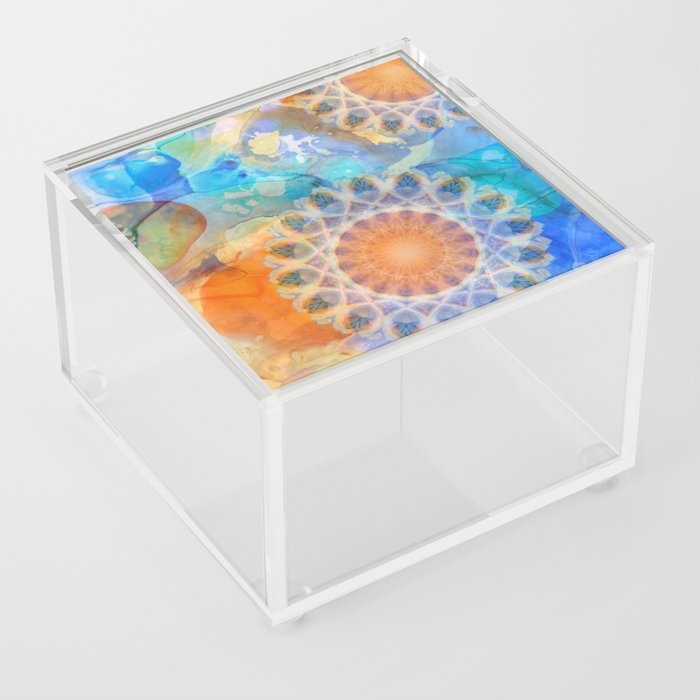 Three Bright Suns Abstract Colorful Art Acrylic Box