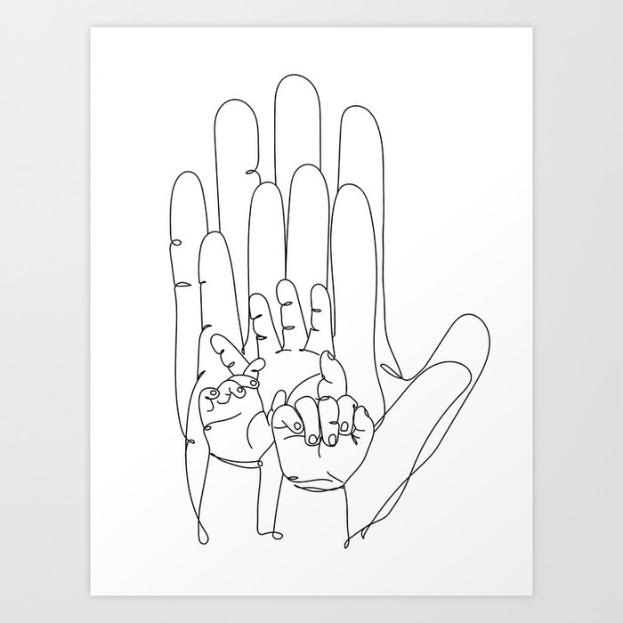 Family Hands One Line #5 Art Print