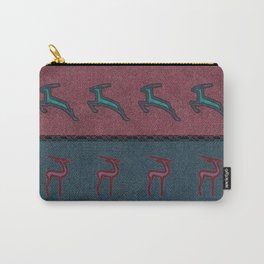 African Antelope on Faux Suede Stripes Carry-All Pouch | Jungle, Wild, Stylized, Stripes, Mola, Animal, African, Tribal, Nature, Texture 