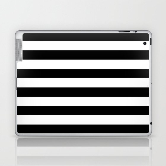 Stripe Black And White Horizontal Line Bold Minimalist Cabana Stripes Lines Drawing Laptop & iPad Skin