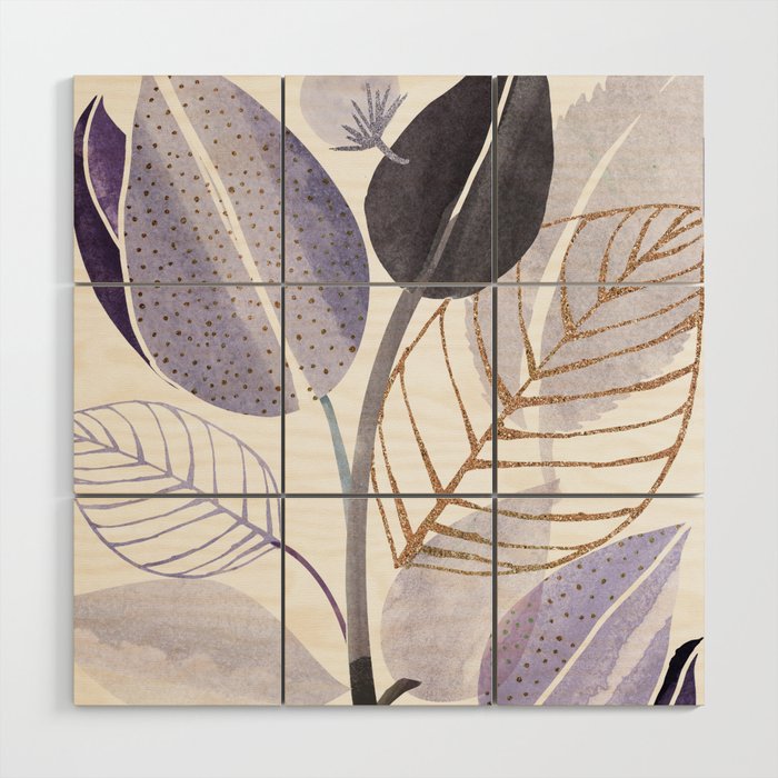 Modern Purple Watercolor Botanical Wood Wall Art