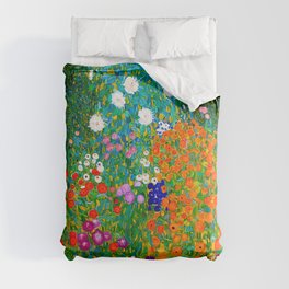 Gustav Klimt - Flower Garden Comforter | Flowergarden, Vintage, Natual, Bauerngarten, Artnouveau, Nature, Klimt, Painting, Sunflower, Sunflowers 