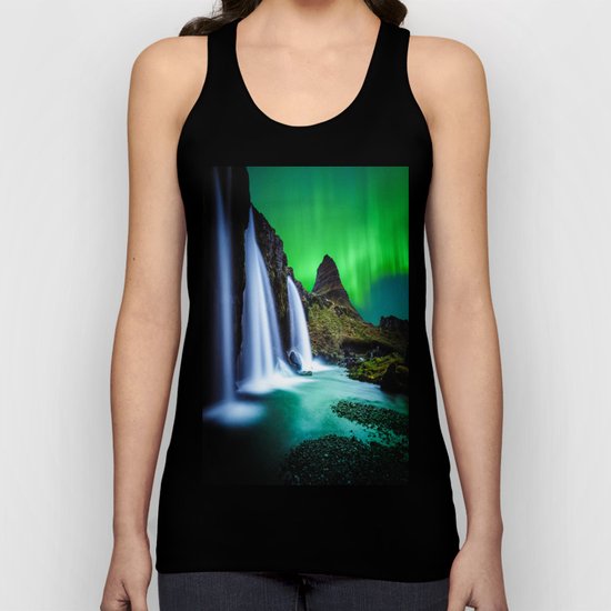 Aurora Borealis Waterfall Unisex Tank Top