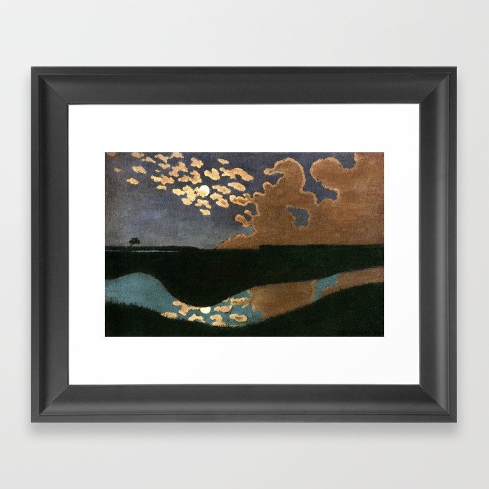 Moonlight reflections coastal landscape painting by Felix Vallotton Framed Art Print