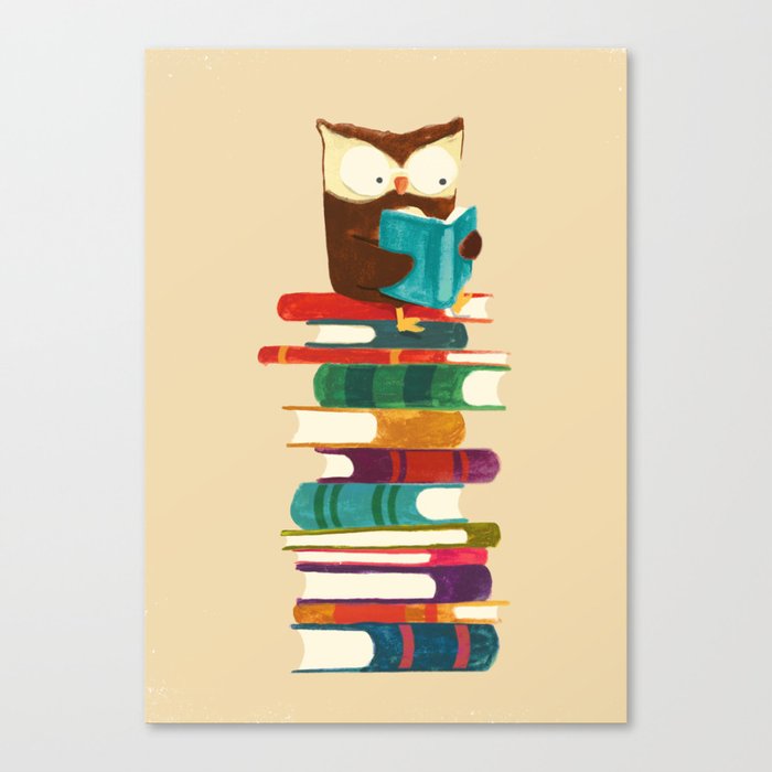 Owl Reading Rainbow Canvas Print