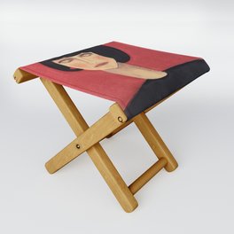 Woman in Red Background Folding Stool