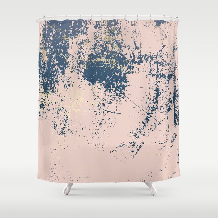 pink and navy shower curtain