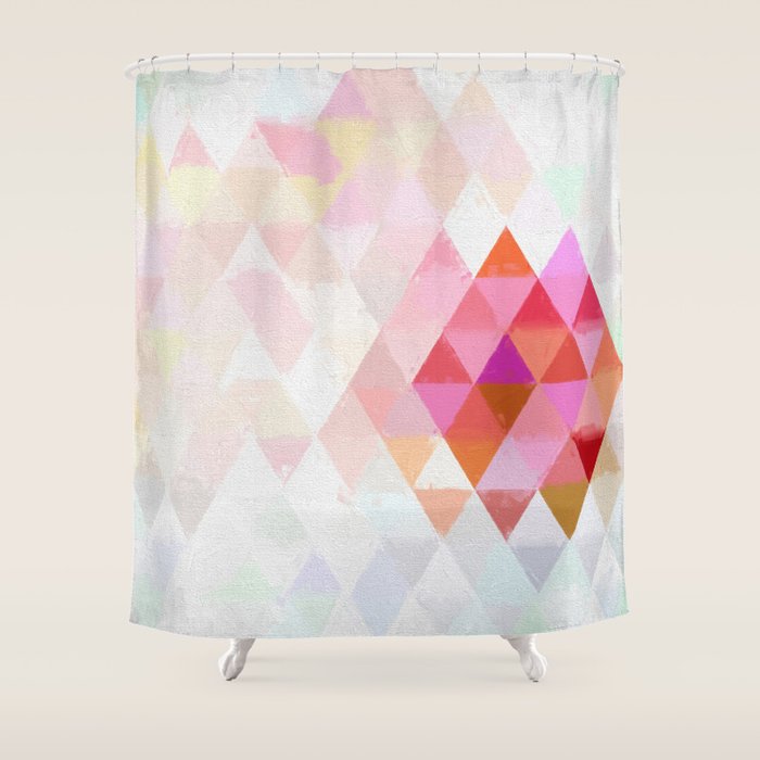 Abstract Pink Pastell Triangle Pattern Watercolor Ilration Abstract Pink Pastell Triangle Pattern Watercolor Ilration Shower Curtain By Betterhome Society6