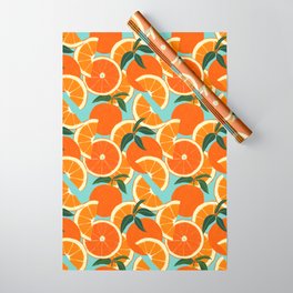 Orange Harvest - Blue Wrapping Paper