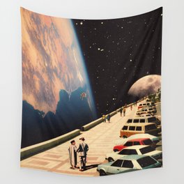 Space Promenade - Retro-Futuristic Vintage Sci-Fi Design Art Wall Tapestry